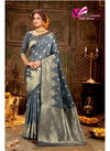 GREY COLOUR DESIGNER BANARASI SILK PARTY WEAR SAREE 2309